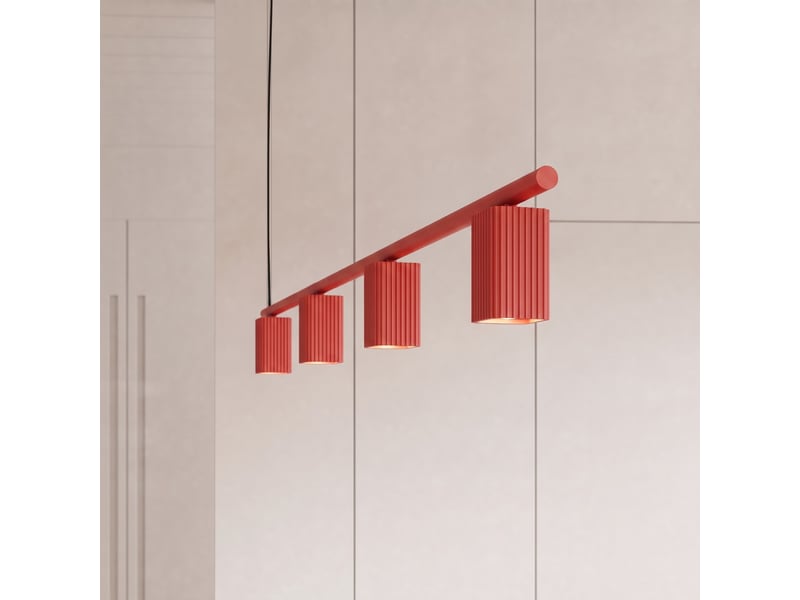  Lustre rayo 4 rouge aluminium moderne 208x122x6cm SL.3256 - Conforama D