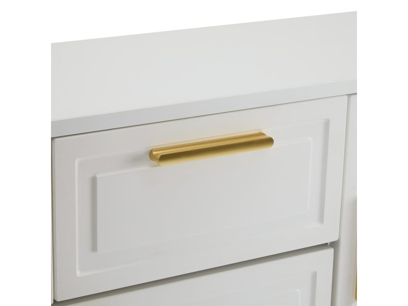  Meuble à chaussures blanc – 2 tiroirs, étagères réglables et portes abattantes – 120 x 24 x 107 cm  - Conforama E