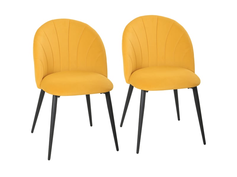  Lot de 2 chaises salle à manger dossier coquille velours jaune 52x55x79cm  - Conforama A