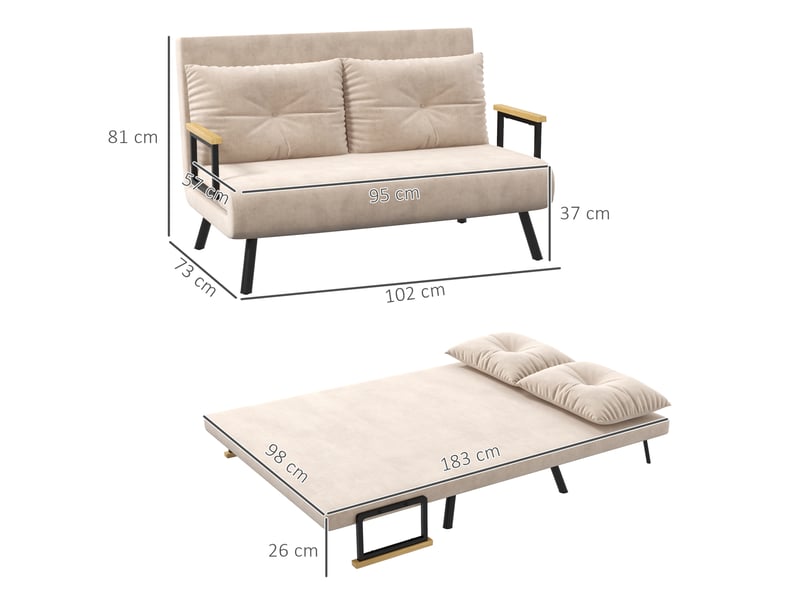  Fauteuil relax convertible 102x73x81 cm dossier réglable beige  - Conforama E
