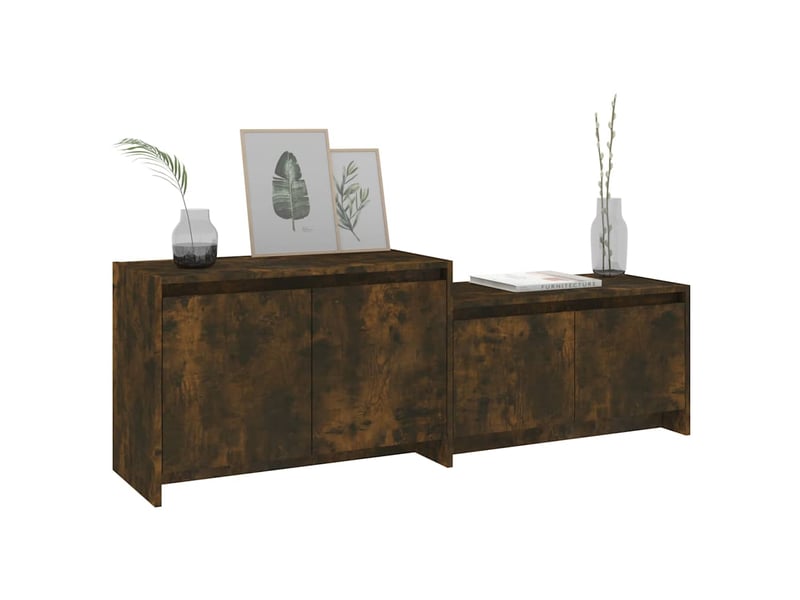  Meuble tv - banc tv - meuble de rangement chêne fumé 146,5x35x50 cm bois d'ingénierie  - Conforama D