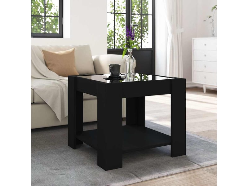  Table basse - table de salon - table à thé avec led noir 53x53x45 cm bois d'ingénierie  - Conforama D