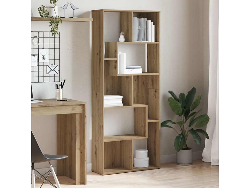  Bibliothèque, armoire à livres artisan chêne 67x24x161 cm bois d'ingénierie  - Conforama C