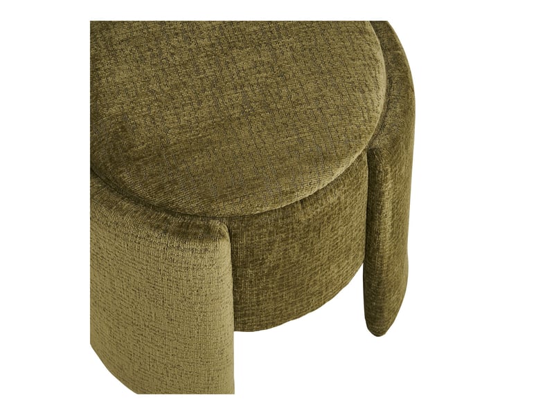  Walsdorf - pouf rond en chenille vert ø42x44 cm  - Conforama D