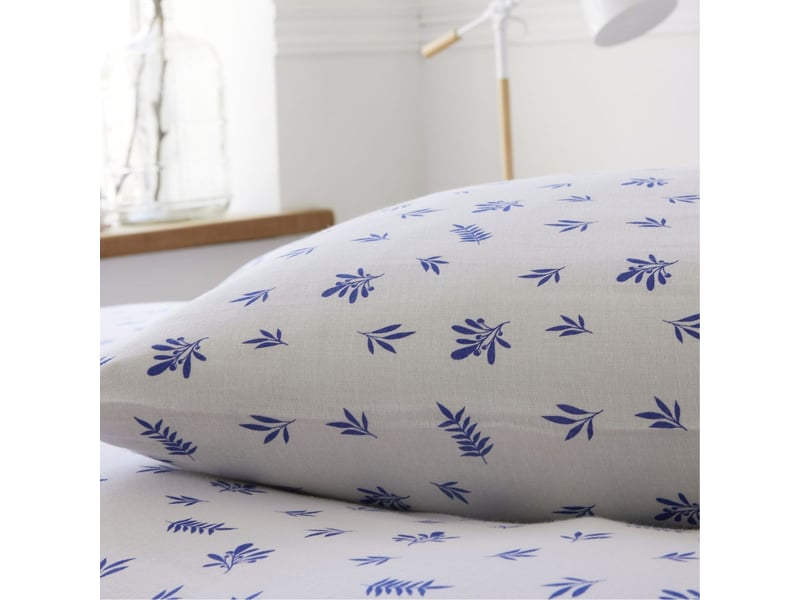  Parure housse de couette 260x240cm + 2 taies motif olivier beige et bleu 100% gaze de coton - angusse ANGUSSE - Conforama D