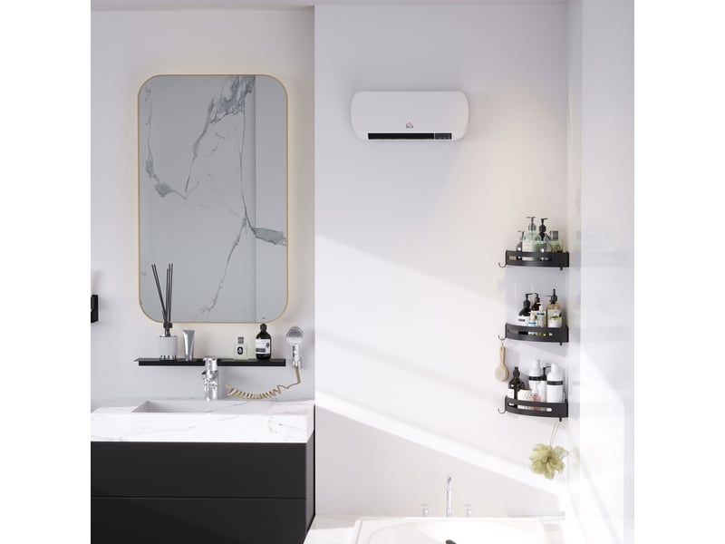  Radiateur électrique mural avec télécommande, température réglable et minuterie 12 heures, puissance 1000 w2000 w, 45 x 18,6 x 11,5 cm, blanc  - Conforama C