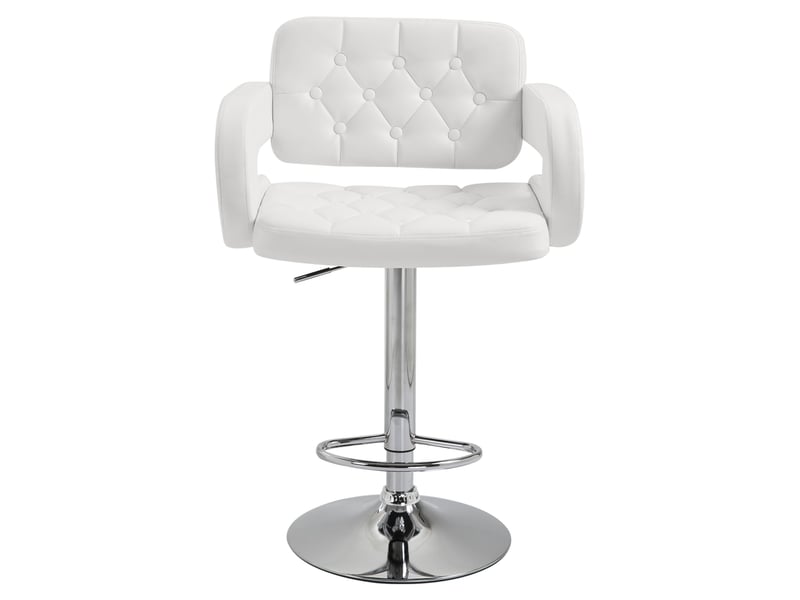  Tabouret de bar pivotant chaise de bar réglable en hauteur avec dossier repose-pieds et accoudoirs 61x50x93-113cm blanc  - Conforama B
