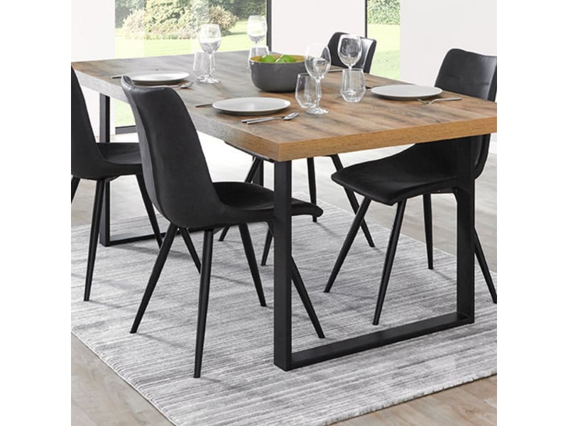  Table 170cm aspect chêne artisan piètement u métal poudré noir - osam OSAM - Conforama C