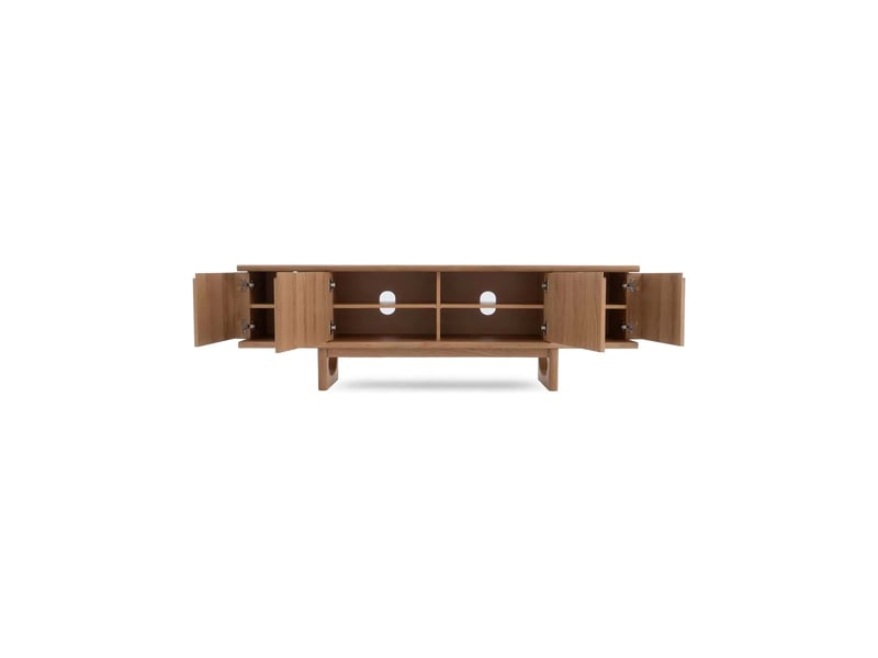  Meuble tv 4 portes 180x40x55 cm effet chêne massif - akiro  - Conforama C