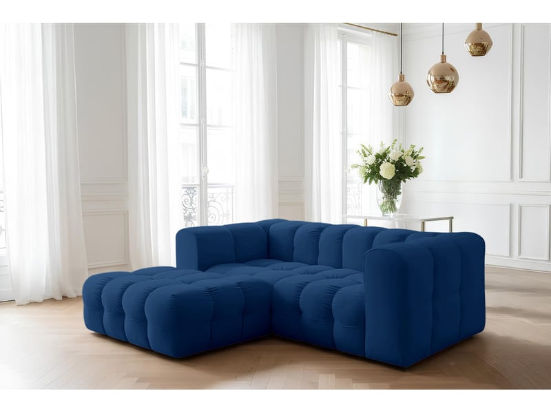 Canapé d'angle gauche miloe mini 3 places en velours - bleu foncé MILOE - Conforama B