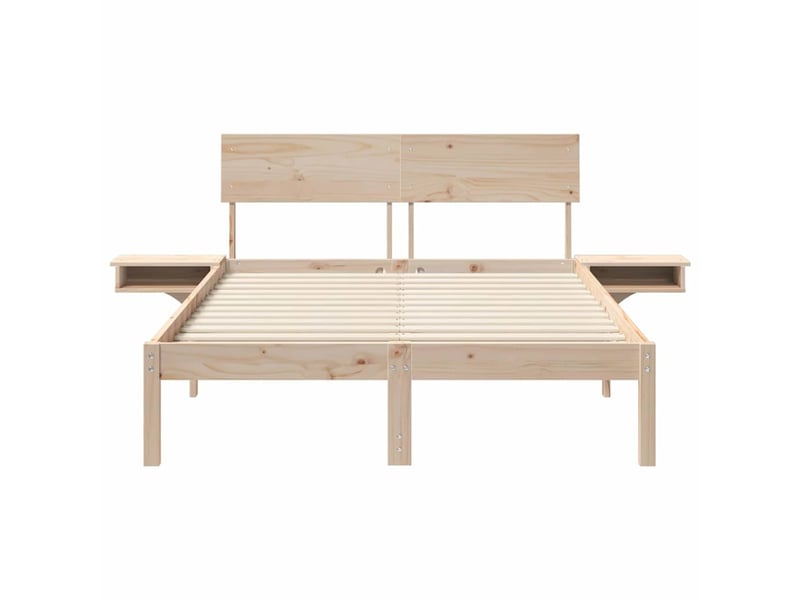  Lit double- lit adulte -  cadre de lit avec tête de lit marron 140 x 190 cm pin massif  - Conforama D