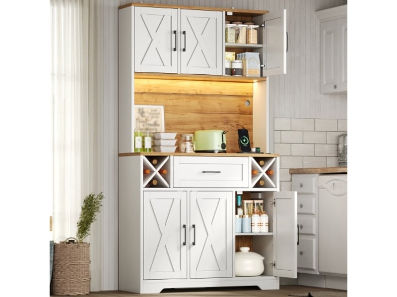  Buffet haut led 180x105x40 cm – armoire de rangement, cave à vin et vitrine pour salon et salle à manger  - Conforama B