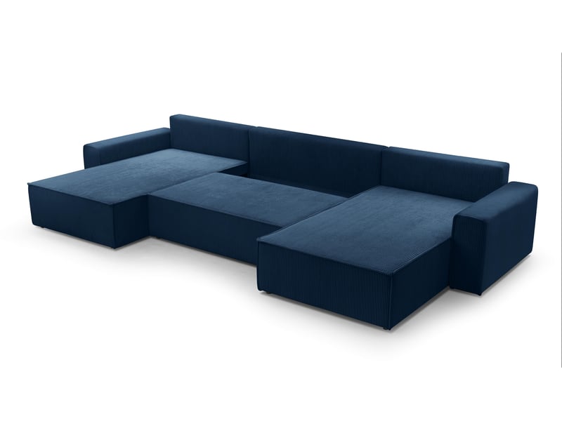 Canapé d’angle en velours côtelé blanc cedria – 287 cm Cedria U - Conforama D