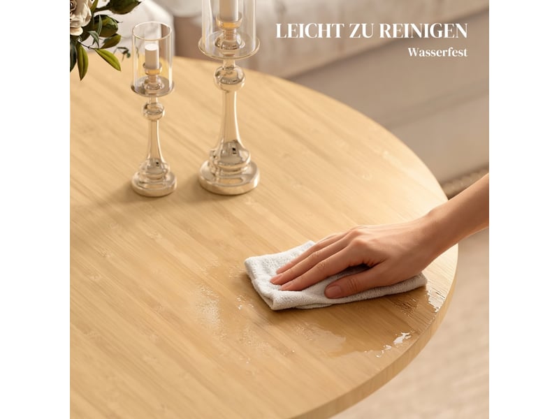  Table basse ronde en bambou à piètement croisé et pieds réglables pour salon 66×66×45 cm bois naturel  - Conforama D