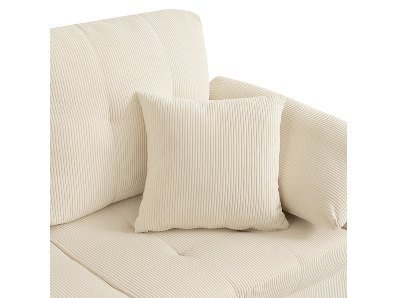  Canapé 4 places 250 cm avec pouf séparé beige clair  - Conforama D