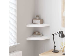 Lot de 2 étagères d'angle flottantes, etagères murales blanc 35x35x3,8 cm mdf cf42770