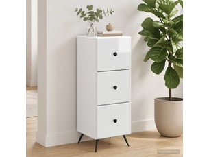 Armoire de rangement bureau, armoire à tiroirs blanc brillant 33 x 34,5 x 90 cm shl9309