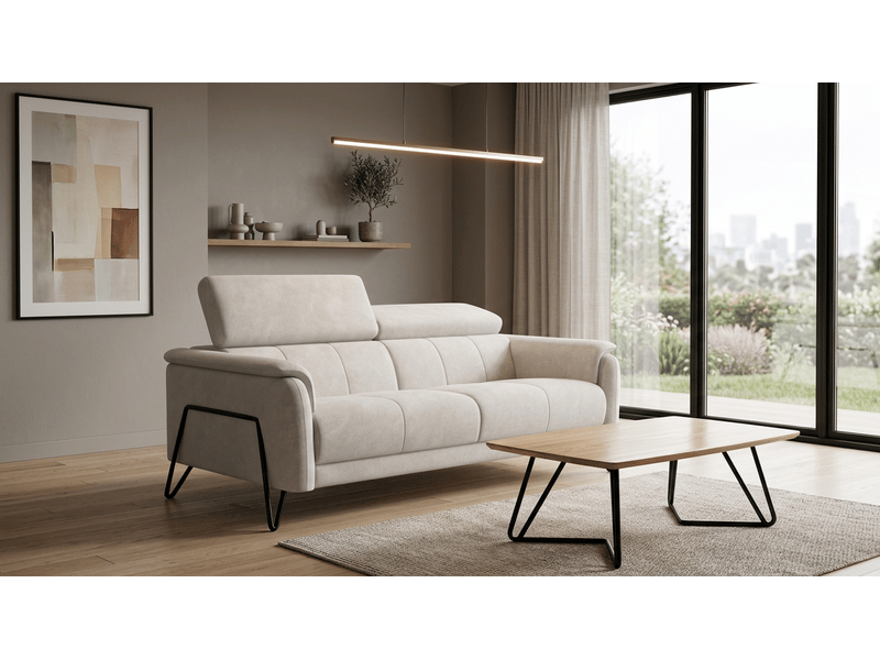  Canapé 3 places roden, tissu velours crème RODEN - Conforama B