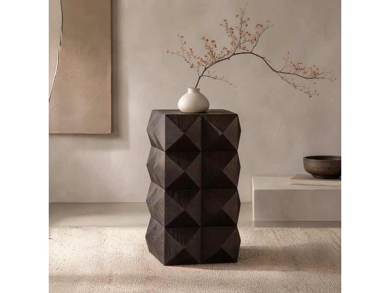  Table de chevet vintage en mdf et bois massif, avec relief 3d, style rétro, sans montage, pour chambre, 60 cm  - Conforama B