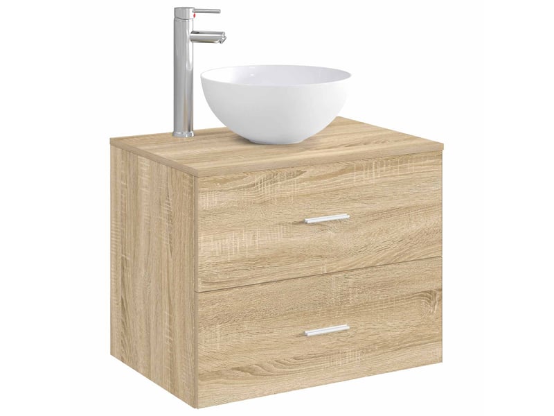 Lavabo de salle de bain avec robinet et drain chrome shl6151 - Conforama C