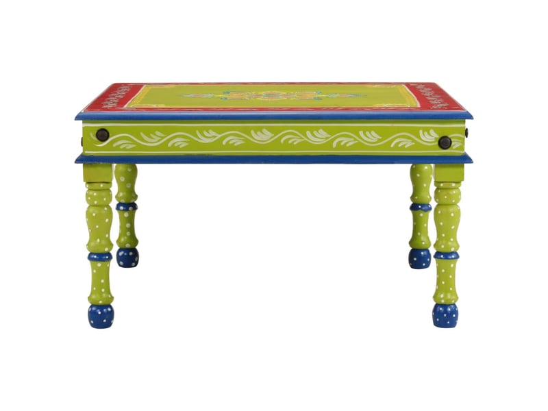  Table basse - table de salon - table à thé vert bois de manguier massif peint à la main  - Conforama A