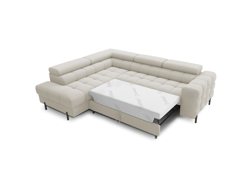 Canapé d'angle gauche ferrum beige clair avec coffre avec coffre 276x93x200cm - Conforama B