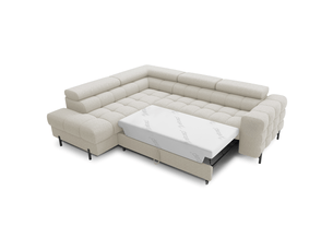 Canapé d'angle gauche ferrum beige clair avec coffre avec coffre 276x93x200cm