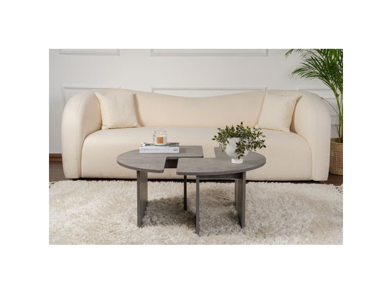  Table basse ronde en bois mdf mélaminé gris béton ø90 x 41 cm  - Conforama C