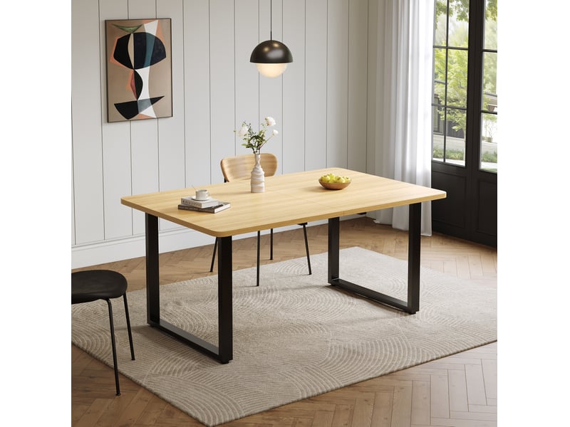  Table extensible pour 6 à 10 personnes à trois longueurs, forme rectangulaire, chêne, 220 × 80 × 75 cm  - Conforama B