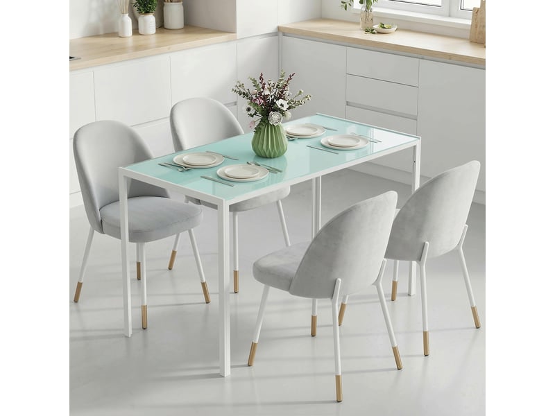 Table à manger, table de cuisine, grande table, design moderne, 120 cm x 60 cm x 75 cm, blanche - Conforama C