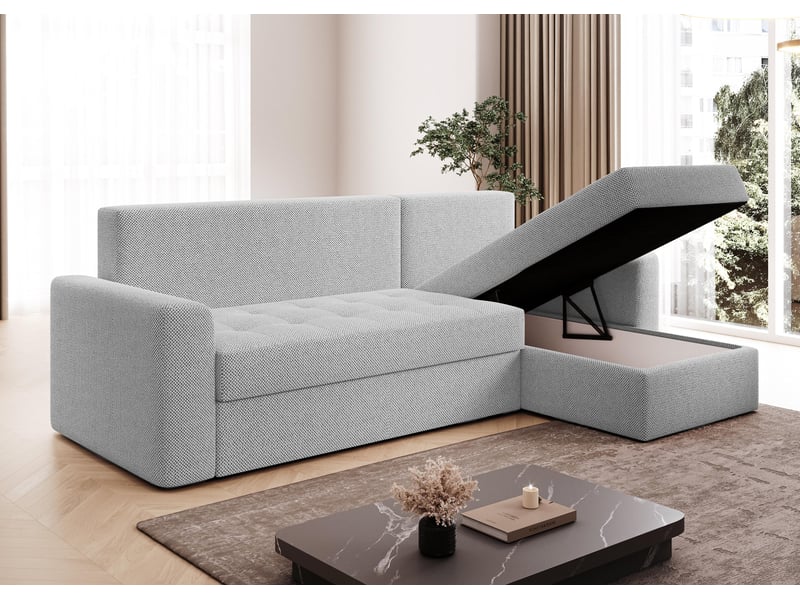  Canapé d’angle karaman 238 cm gris clair convertible avec coffre Karaman - Conforama C
