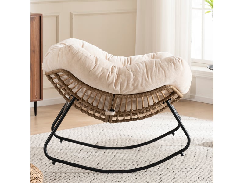  Fauteuil à bascule moderne en chenille, fauteuil pour chambre de bébé et salon, 95x107x83 cm  - Conforama B