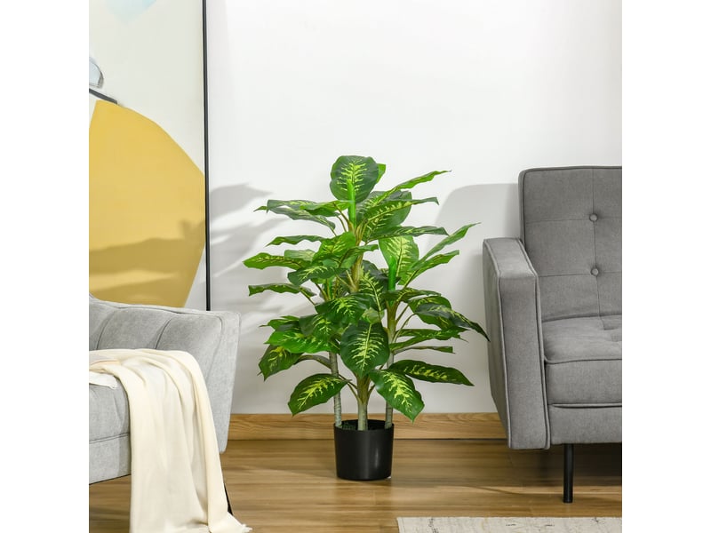  Plante artificielle calathea hauteur 95 cm pot ciment - intérieur  - Conforama C