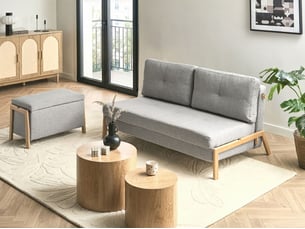 Canapé droit fixe BELIANI 3 places Tissu gris avec coffre de rangement
