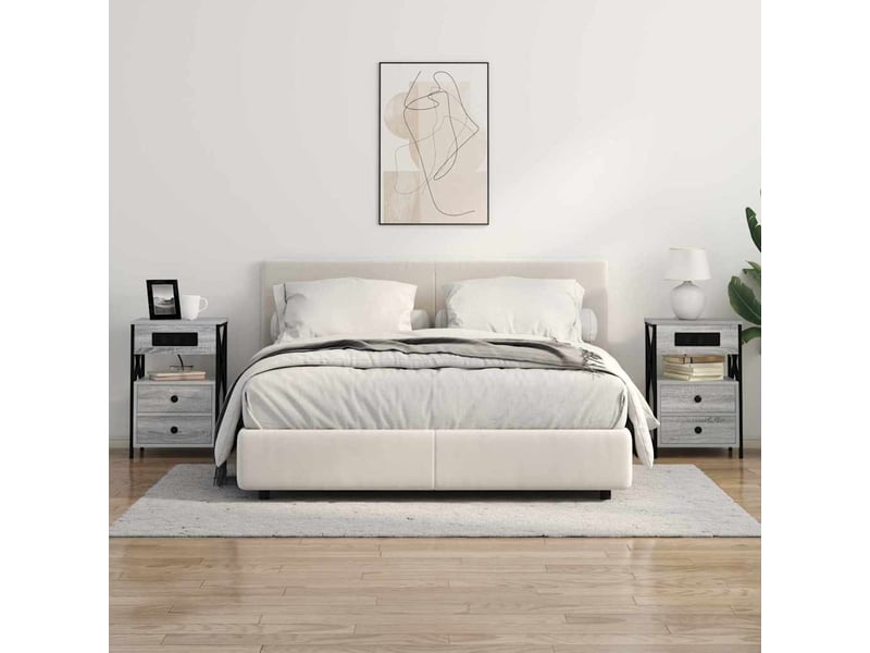 Table de chevet - cabinet de chevet - table de nuit 2 pc gris sonoma 40 x 31 x 60 cm - Conforama C