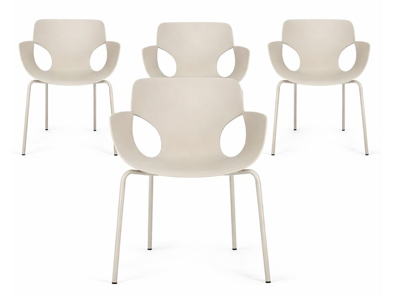 Lot de 4 chaises avec accoudoirs lennox – intérieur-extérieur-beige  - Conforama A