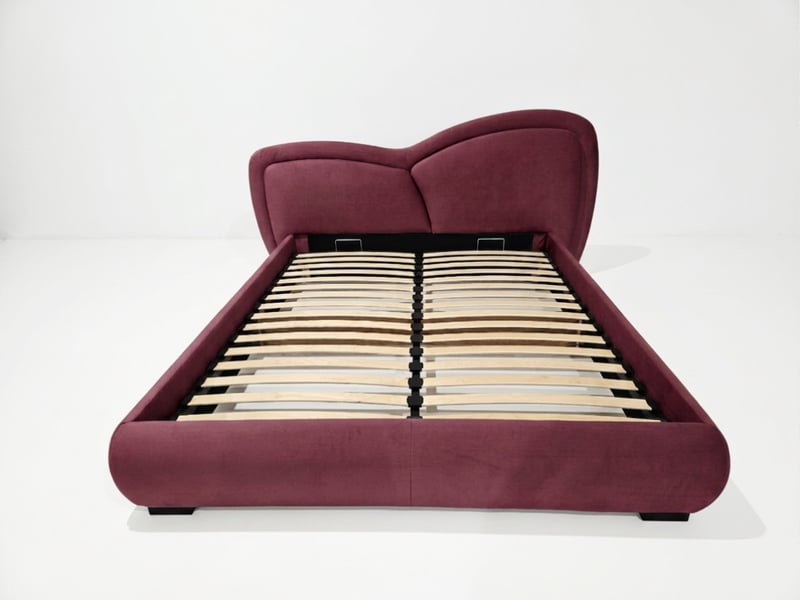  Bobochic lit bas daniela tissu velours lisse rouge 140x190 DANIELA - Conforama A