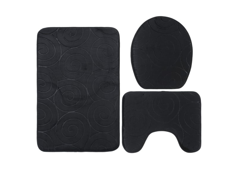  Lot de 3 tapis de bain absorbants - noir  - Conforama D