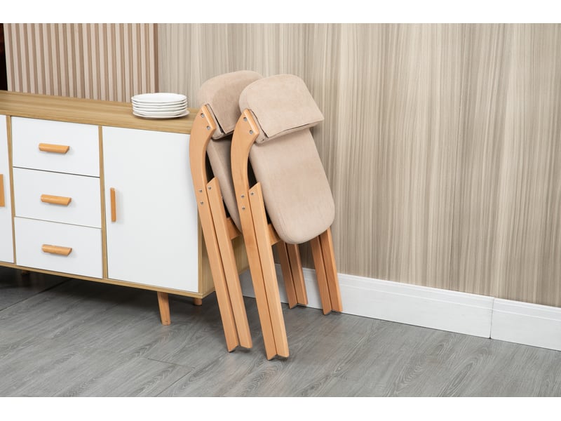 Chaises de salle à manger pliantes lot de 2 avec assise rembourrée - housse amovible bois de hêtre kaki - Conforama E