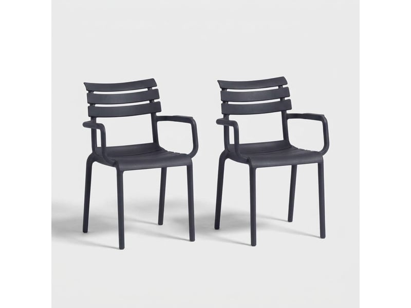  Lot de 2 fauteuils empilables pour jardin et intérieur punat - anthracite  - Conforama A