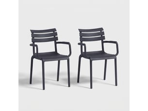 Lot de 2 fauteuils empilables pour jardin et intérieur punat - anthracite