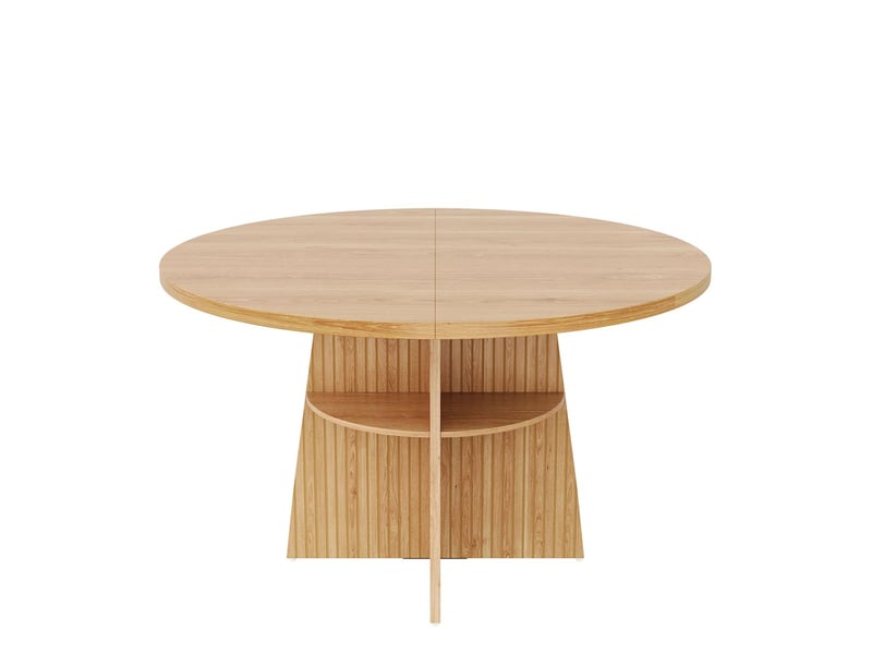  Table à manger 110-150 x 110 x 77 cm table de cuisine 2-8 personnes plateau extensible forme ronde gain de place rangement intégré aspect bois naturel  - Conforama A