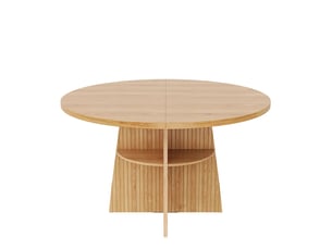 Table à manger 110-150 x 110 x 77 cm table de cuisine 2-8 personnes plateau extensible forme ronde gain de place rangement intégré aspect bois naturel