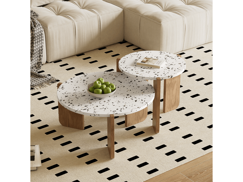 Table basse modulable moderne – ensemble 2 pièces, table d’appoint pour salon, canapé et balcon - Conforama B