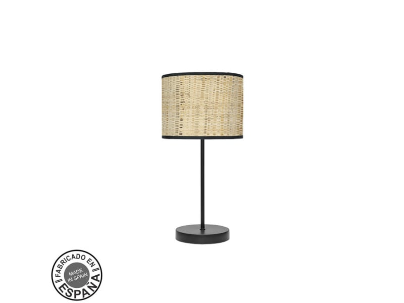  Fabrilamp moda lampe à poser noir naturel foncé, abat-jour textile motif cannage foncé, 1 x e14, 42 cm 212470079 - Conforama A