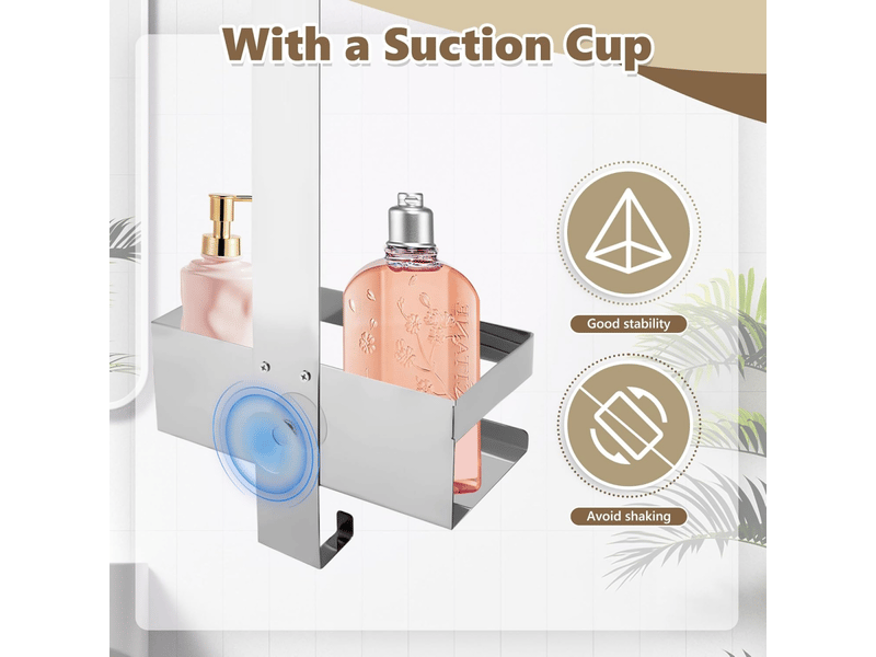 (une seule couche)caddie de douche au-dessus de la porte, support de douche en acier inoxydable, sans perçage - Conforama D