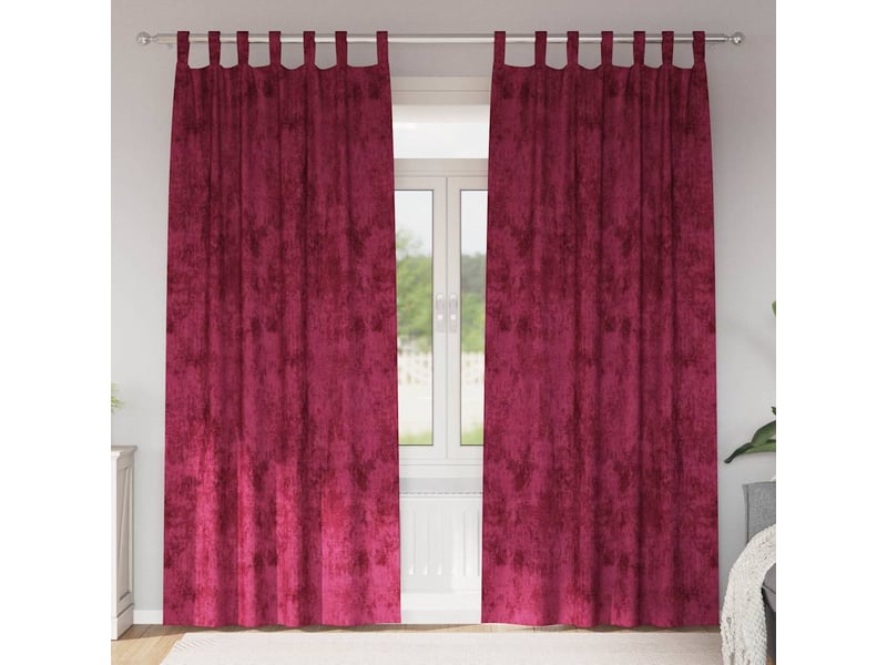 Lot de 2 rideaux en velours, rideaux de fenêtre rouge bordeaux 245 x 140 cm velours cf44249 - Conforama B