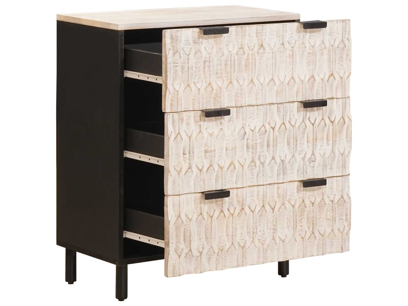 Lot de 2 buffet, meuble de rangement salon 60 x 33 x 75 cm bois de mangue massif - Conforama C