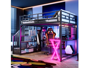 Lit mezzanine 140x200 cm <strong>MODENUIT </strong> <strong></strong> coloris noir