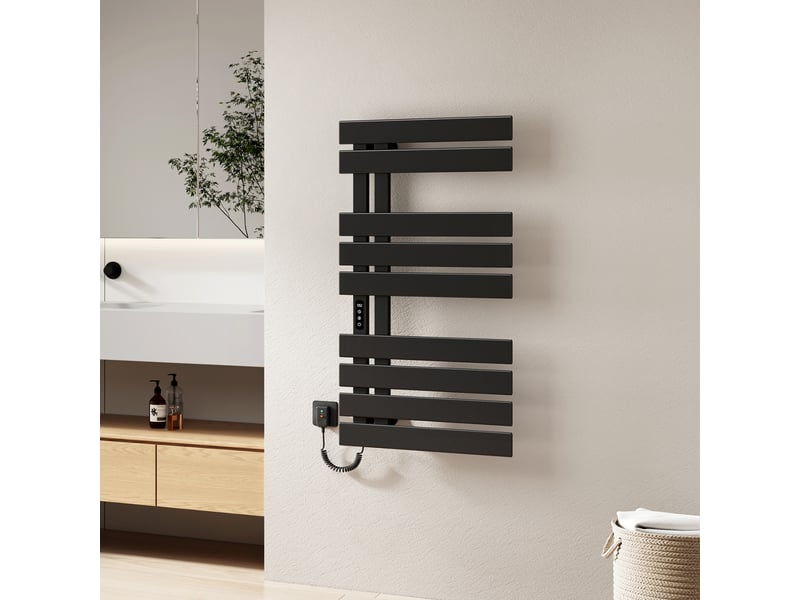  Sèche-serviettes électrique intelligent emke 1000 x 500 mm 320w, radiateur salle de bain connecté wifi, noir  - Conforama B